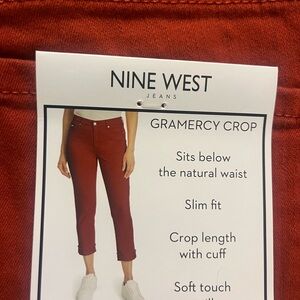 Nine West Gramercy Crop Jeans - Deep Red Size 8